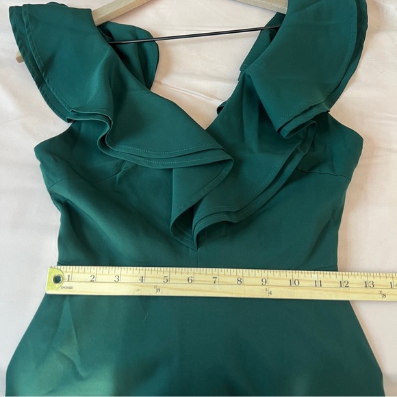 Lulus Divine Darling Hunter Green Ruffled V-Neck Skater Dress NWT Size XS‎ - Picture 15 of 15